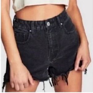 Zara High Waist Distressed Denim Shorts - Black Size 6
